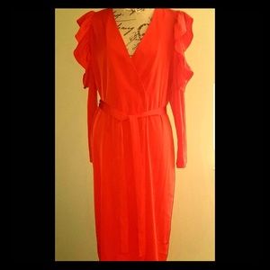 TOPSHOP Cold-Shoulder Wrap Dress